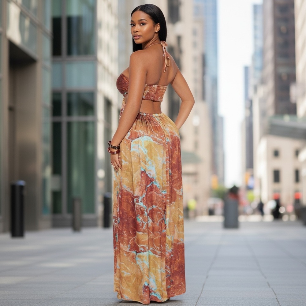 NWT Strapless Dress in Brown and Gold. Fast ๐๐ฆ - Picture 3 of 15